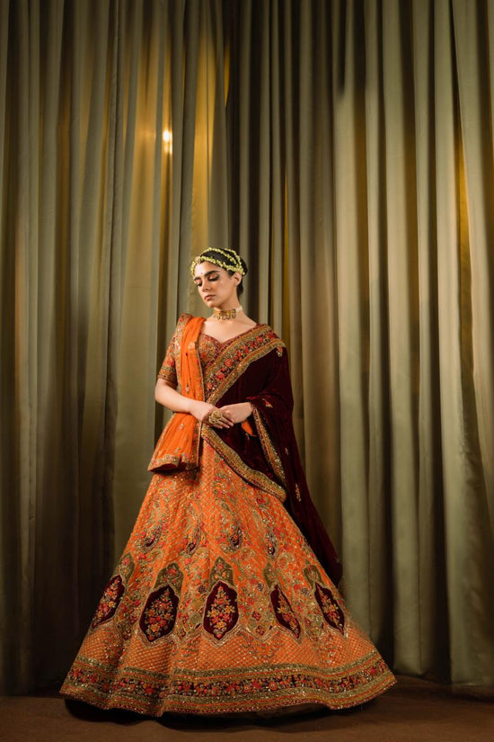 Raw Silk Resham Work Lehenga Set