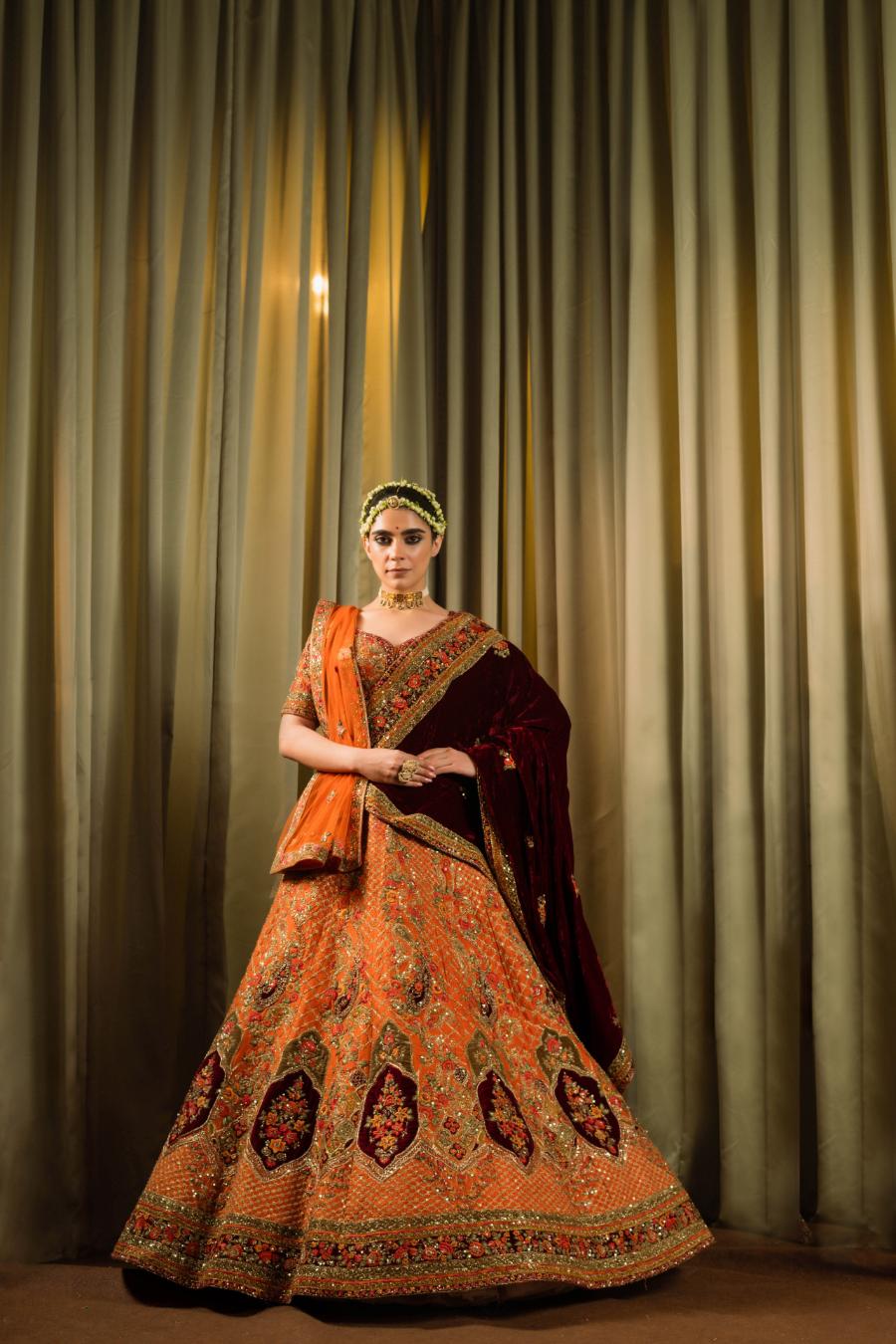Raw Silk Resham Work Lehenga Set