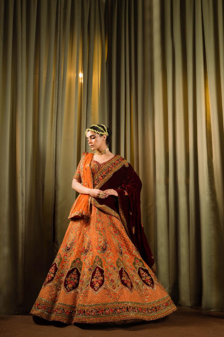 Raw Silk Resham Work Lehenga Set