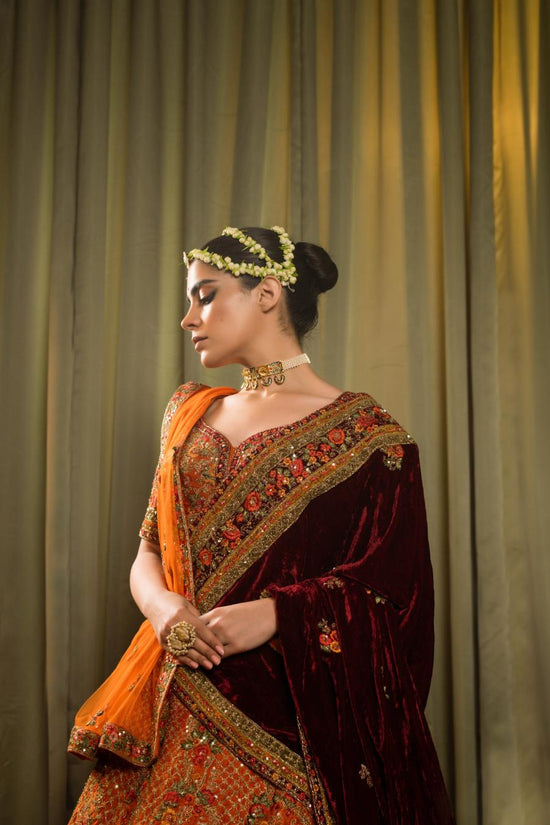 Raw Silk Resham Work Lehenga Set