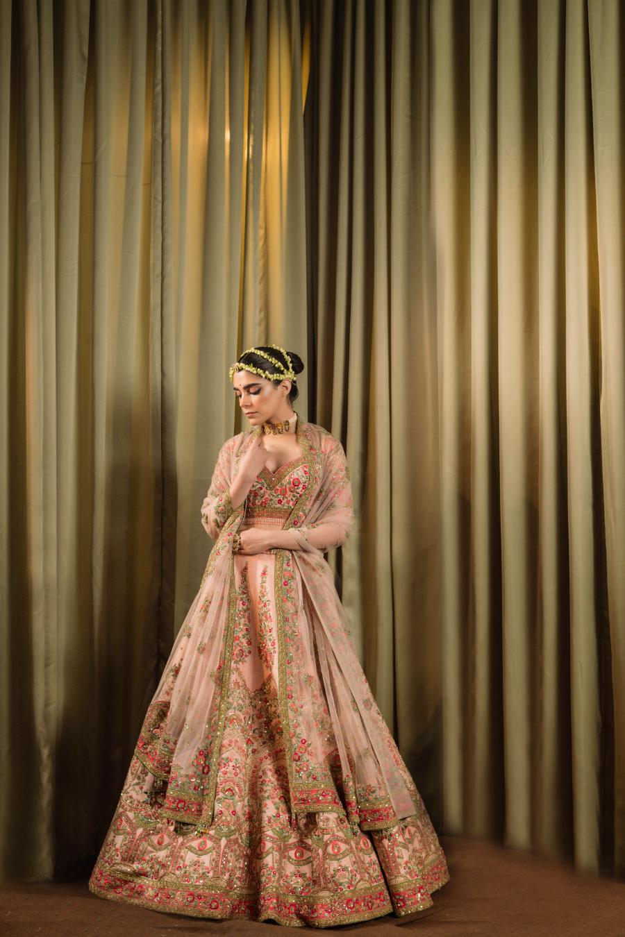 Pink Raw Silk Embroidered Lehenga Set