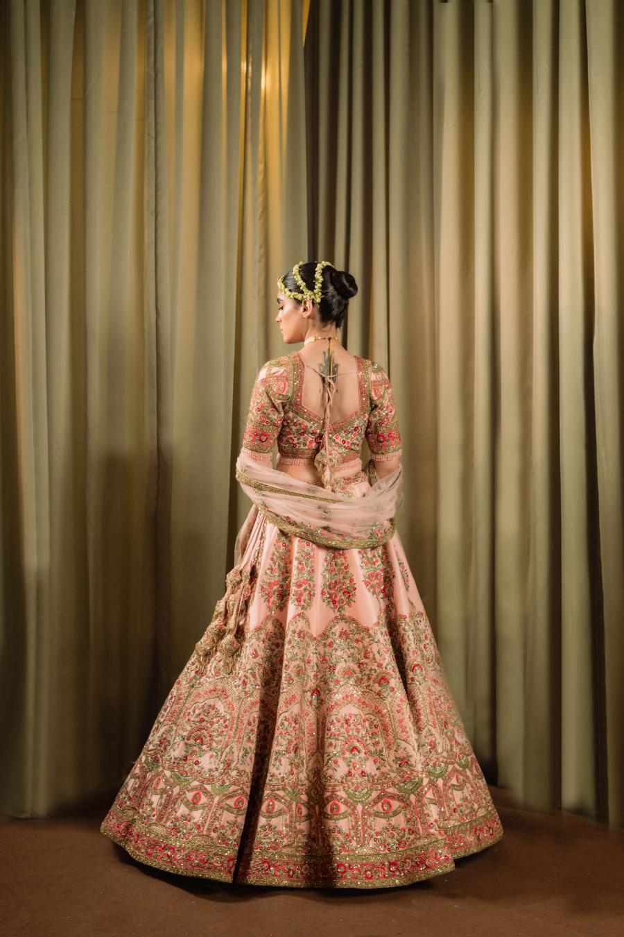 Pink Raw Silk Embroidered Lehenga Set