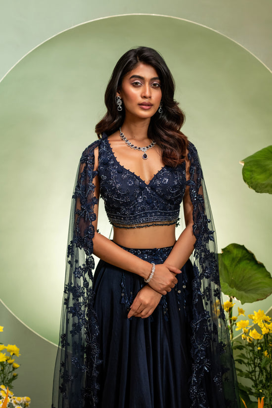 Navy Blue Skirt Set