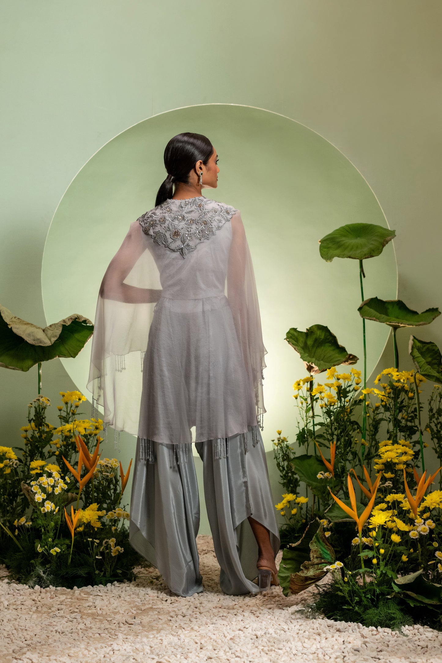Cape Set with Dhoti Pants