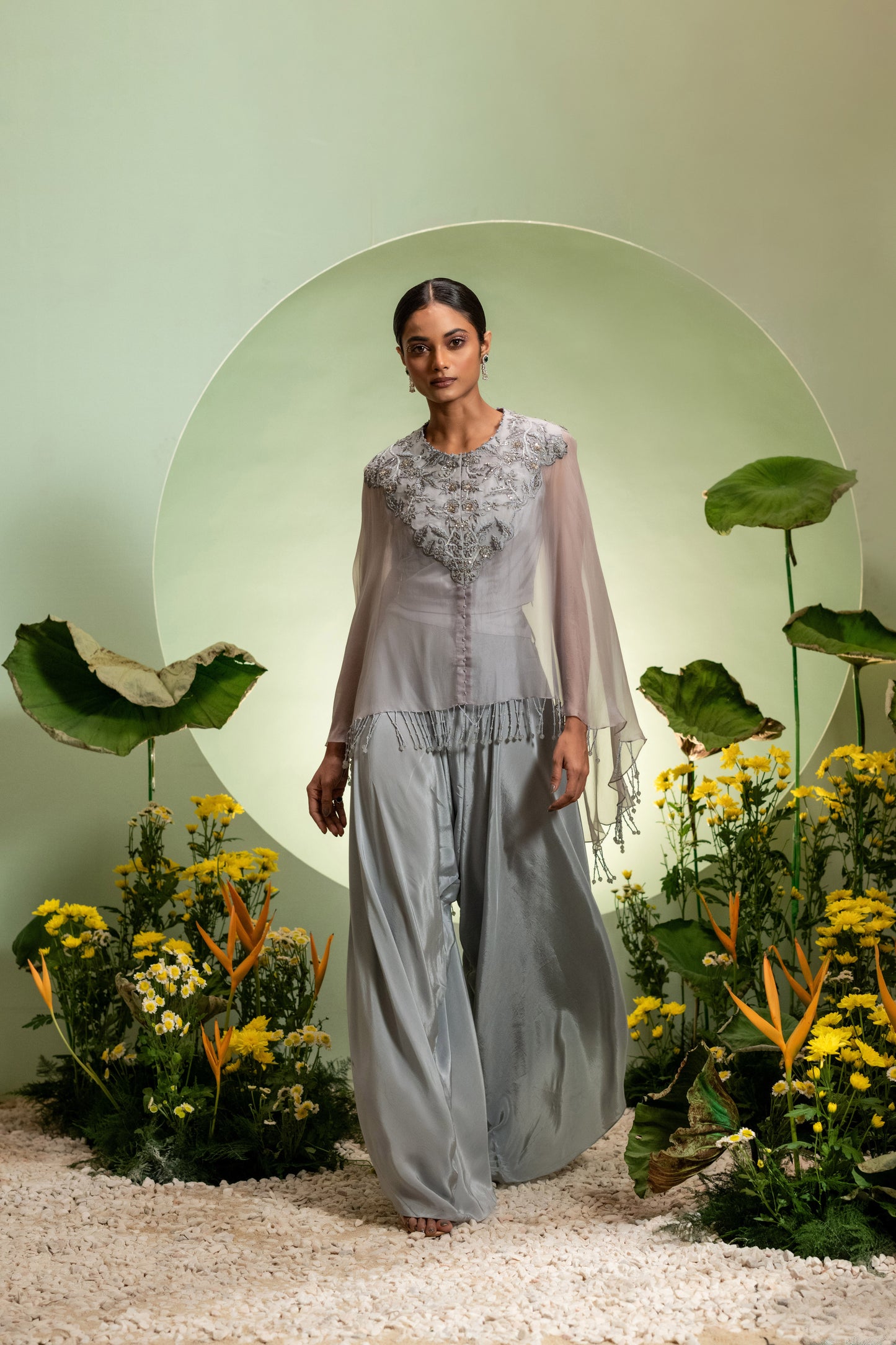 Cape Set with Dhoti Pants