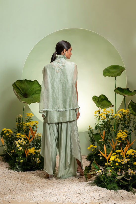 Green Short Kurta Dhoti Set