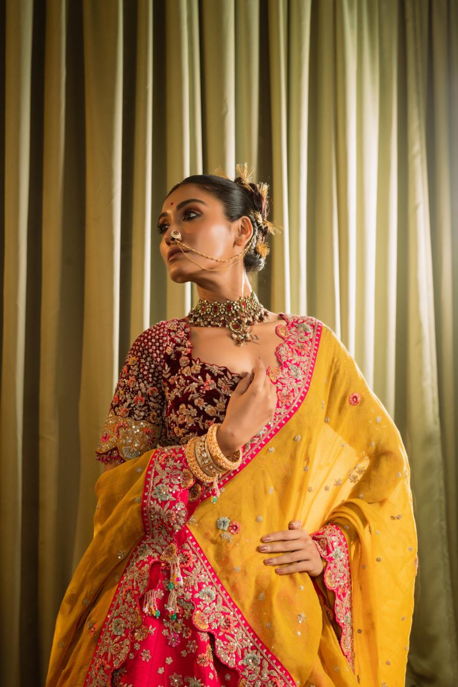 Rani Raw Silk Dabka Work Lehenga Set