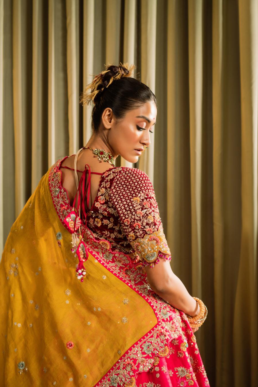 Rani Raw Silk Dabka Work Lehenga Set