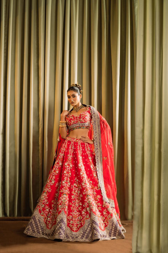 Raw Silk Thread Hand Work Lehenga Set