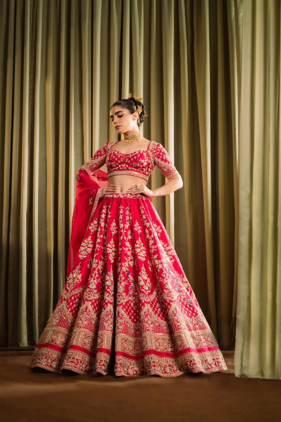 Raw Silk Dabka Handwork Lehenga Set