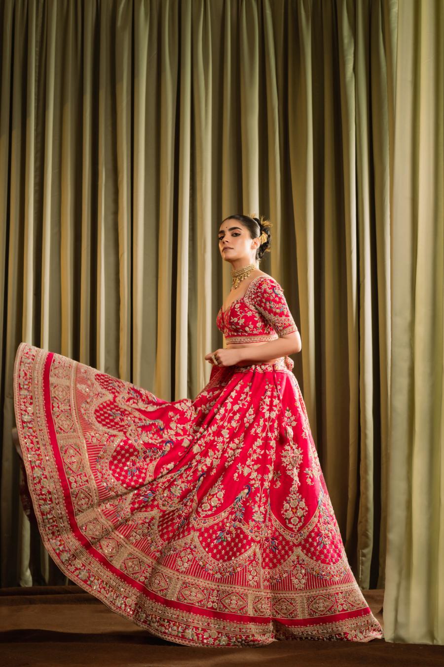 Raw Silk Dabka Handwork Lehenga Set