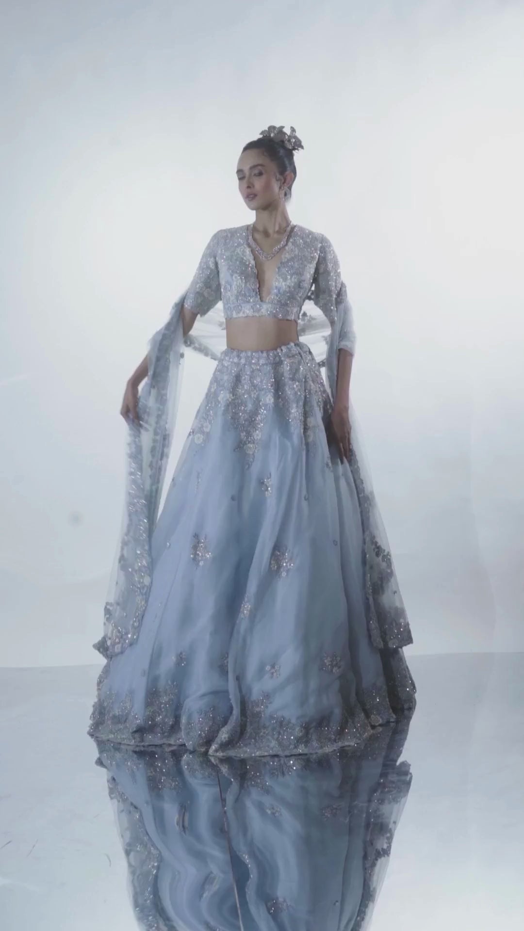 LILY FLOWER ORGANZA LEHENGA SET