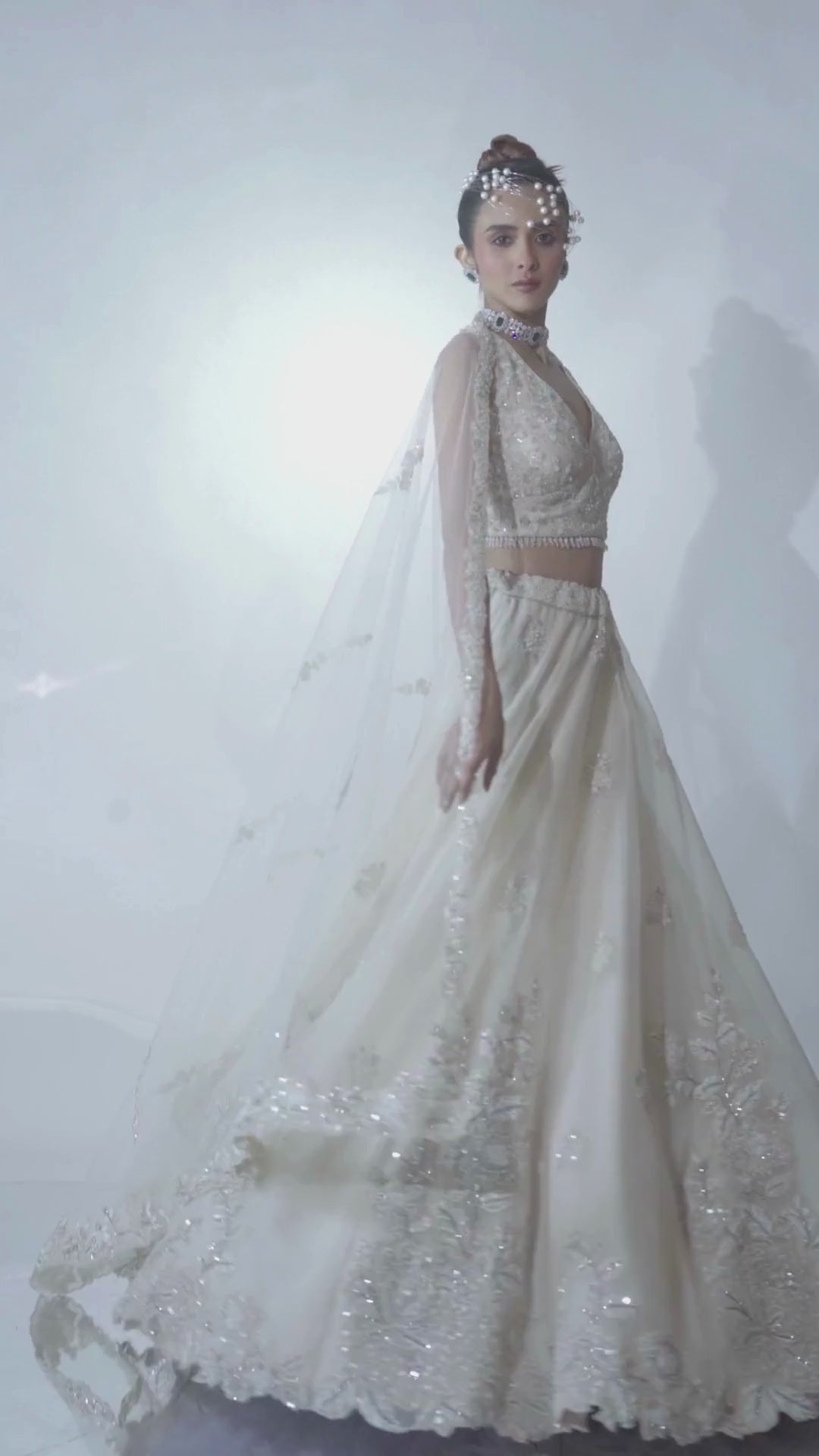 DAFFODIL IVORY ORGANZA LEHENGA SET